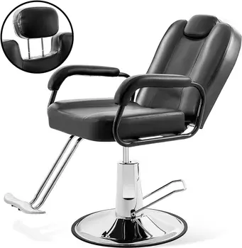 Гидравлическое парикмахерское кресло с откидной спинкой для парикмахерской с более широким на 20% сиденьем и мощным гидравлическим насосом, модернизированный салон красоты