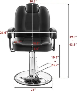 Гидравлическое парикмахерское кресло с откидной спинкой для парикмахерской с более широким на 20% сиденьем и мощным гидравлическим насосом, модернизированный салон красоты Изображение 2