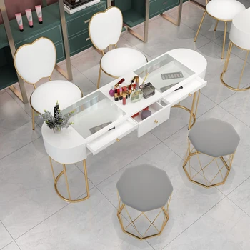 Стол для маникюра Nordic, Маникюрный магазин, одинарные и двойные Маникюрные столы, современный минималистичный Дизайнерский Набор профессиональных маникюрных столов и стульев