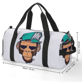 Спортивная сумка MNK Cool Monkey Спортивная сумка с обувью Gorilla для курящей пары Переносная сумка с рисунком Винтажный багаж Сумка для фитнеса Изображение 2