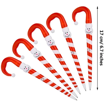 8 штук ручек в форме леденцовой трости Ручки в виде рождественского снеговика Шариковые ручки для рождественских подарков для мальчиков девочек Детские канцелярские принадлежности Изображение 2