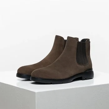 Фирменные дизайнерские ботинки Cortina Chelsea из старого текстиля ручной полировки, могут гибко сочетаться с деловой и повседневной одеждой. Изображение 2