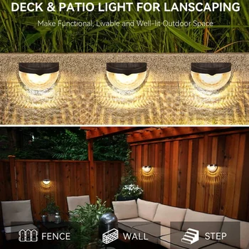 6 шт. 6LED фонарей для забора, наружные фонари для сада, балкона, ступеньки, декоративный светильник, солнечный теплый свет Изображение 2