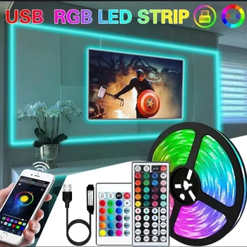 20-метровая светодиодная лента RGB 5050 5V USB LED Гибкая лампа Лента диодная Bluetooth приложение Управление экраном Фоновое освещение телевизора Декор комнаты