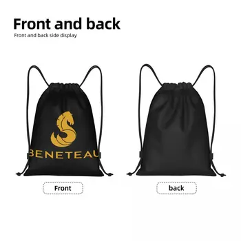 Изготовленный на заказ логотип парусной лодки Beneteau Сумка на шнурке для женщин и мужчин, легкий рюкзак для хранения в спортивном зале Изображение 2