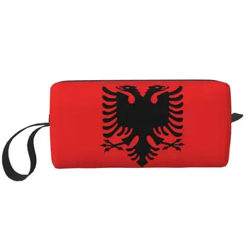Дорожная сумка для туалетных принадлежностей с флагом Албании, Косметический Органайзер Kawaii для женщин, Коробка для хранения косметики Dopp Kit Box