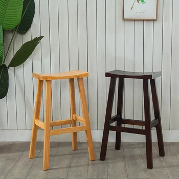 Барные стулья из дерева для патио, уличный кофе, Обеденные стулья в скандинавском минималистичном стиле, Высокие островные шезлонги, Барная мебель для зала YX50BY Изображение 2