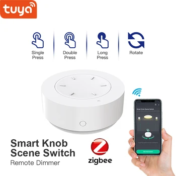 Tuya Zigbee Smart Knob Controller, переключатель сцены, кнопка регулировки яркости Smart Life, рычажное управление для домашней автоматизации, требуется концентратор