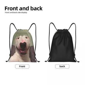Бультерьер, забавная собака, сумки на шнурке, женский, мужской портативный спортивный рюкзак для спортзала, забавный мем, щенячьи рюкзаки для покупок. Изображение 2