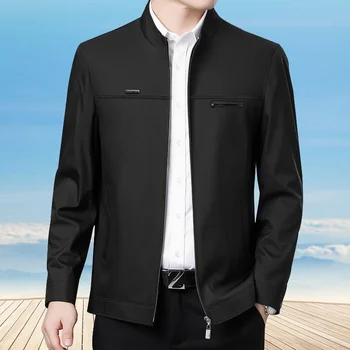 WORDKIND Новейшая однотонная деловая мужская куртка Мужская приталенная верхняя одежда на молнии Весенняя тонкая одежда Изображение 2