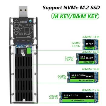 Корпус твердотельного накопителя MAIWO M2 M.2 Корпус Твердотельного накопителя NVMe M.2 К USB 3.0 Прозрачный Корпус жесткого диска для Мобильного диска NVMe M/B Key SSD для ПК Изображение 2
