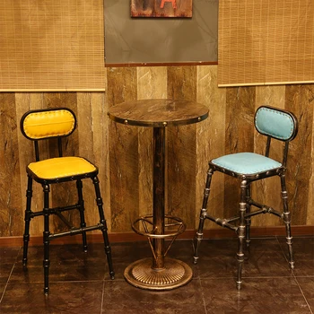 Эргономичный барный стул для приема гостей, расслабляющий Дизайн металлических винтажных барных стульев, Кованые табуреты, Наборы садовой мебели Altos Cocina Изображение 2