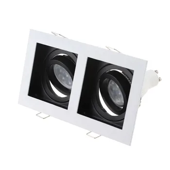 Регулируемый алюминиевый сплав с двойной головкой, сплав GU10 MR16, Белый Внутренний Черный Корпус светодиодного точечного светильника Изображение 2