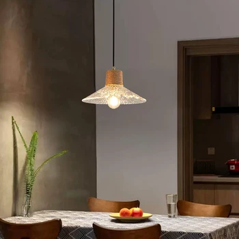 Ретро подвесной светильник E27 Подвесной светильник со стеклянным абажуром Классические люстры Лампа для дома Потолочная люстра Светильники Изображение 2