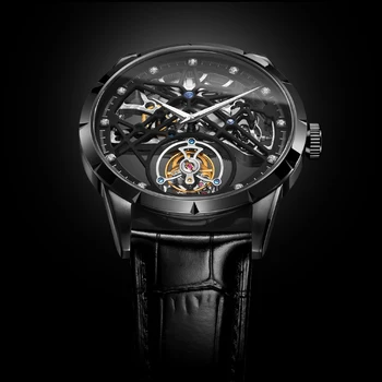 Часы AESOP Real Tourbillon, скелетонирующий механизм для мужчин, скелетонирующие часы, роскошные сапфировые водонепроницаемые механические наручные часы Изображение 2
