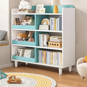 Книжный шкаф NELYE Wooden Cube на Ножках - 3-Ярусная Открытая Полка Для Детской Комнаты, Сортированный Шкаф Для Хранения Книг и игрушек