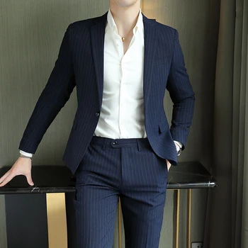 2023Boutique, новый мужской костюм высокого класса (костюм + брюки), британское свадебное платье для вечеринки, модный деловой повседневный тренд, красивый комплект из двух предметов