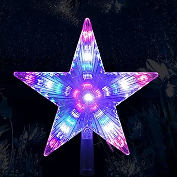 Подключаемый Топпер для Рождественской Елки Star LED С Подсветкой Star Tree Top 5-Точечный Звездный Ночник Treetop Star Fairy Light для Праздничного Декора Изображение 2