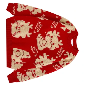Мягкий и удобный пуловер с рисунком дракона, овальный свитер, останется модным в этом Новом году Изображение 2