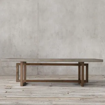 Изготовленный на заказ длинный стол из массива дерева в скандинавском стиле, имитирующий цементный цвет, стол для конференций, дизайнерский креативный стол для переговоров,