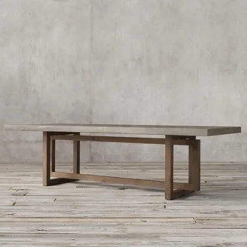 Изготовленный на заказ длинный стол из массива дерева в скандинавском стиле, имитирующий цементный цвет, стол для конференций, дизайнерский креативный стол для переговоров, Изображение 2