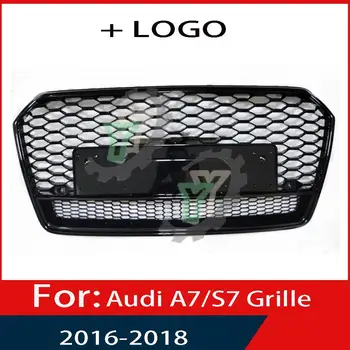 Для Audi A7/S7 2016 2017 2018 Решетка Переднего Бампера Автомобиля Центральная Панель Для укладки Верхней Решетки (Модифицирована Для стиля RS7) Изображение 2