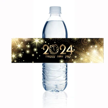 Наклейки для бутылок с водой с Новым годом, бирка, Новогодние украшения для вечеринки в канун Нового года 2024