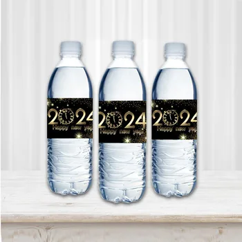 Наклейки для бутылок с водой с Новым годом, бирка, Новогодние украшения для вечеринки в канун Нового года 2024 Изображение 2