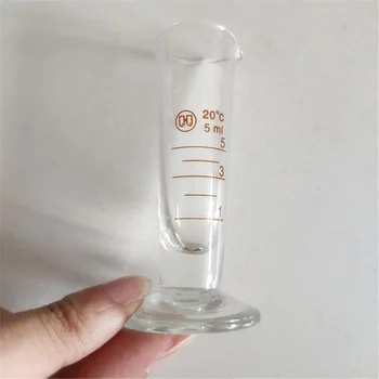 Высококачественный Лабораторный Мерный цилиндр объемом 5 мл со шкалой, Конический стеклянный мерный стаканчик, лабораторные принадлежности