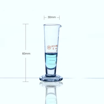 Высококачественный Лабораторный Мерный цилиндр объемом 5 мл со шкалой, Конический стеклянный мерный стаканчик, лабораторные принадлежности Изображение 2
