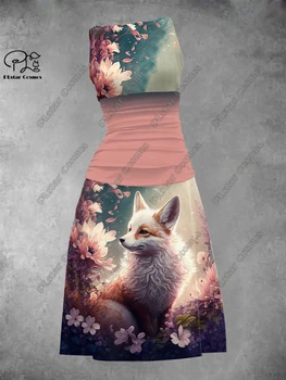 Новое платье-майка с 3D принтом животных PLstar Cosmos с рисунком милой лисы и художественным принтом - подарок для вас самих