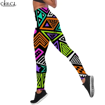 CLOOCL, женские леггинсы Y2k, брюки с геометрическим рисунком граффити, упругие ягодицы, Сублимированные ноги Длиной до щиколоток, фитнес-брюки Изображение 2