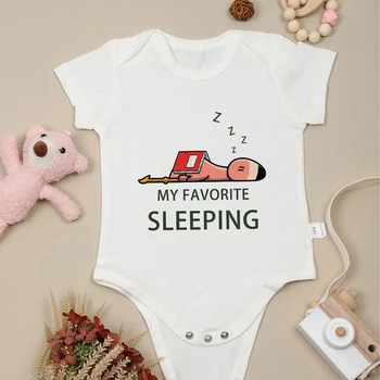Летний комбинезон для новорожденных, моя любимая одежда для сна с принтом для девочек и мальчиков, боди из 100%хлопка, эстетичный комбинезон для малышей