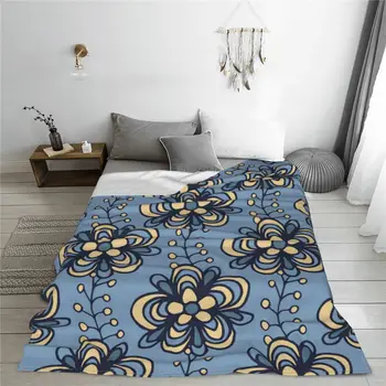 Клетчатое одеяло в европейском стиле с цветочной текстурой, теплые уютные одеяла из шерпы для путешествий с роскошным постельным бельем Изображение 2