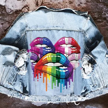 Женская джинсовая куртка Женская Новая весенняя и осенняя стильная джинсовая куртка с принтом в стиле Хай-стрит, губы, молодежная мода, поп-граффити
