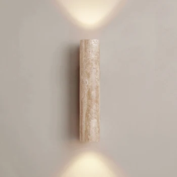 Настенный светильник из травертина, желтый мраморный светильник, Япония, Ваби Саби, светильник для гостиной, светодиодный декор для лестничного прохода, прикроватная тумбочка для спальни la Изображение 2