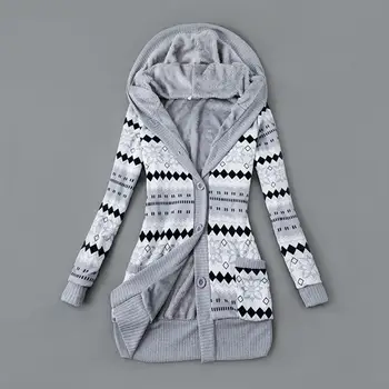Простой вязаный кардиган, осенне-зимний однобортный свитер-пальто для улицы, приятный для кожи Изображение 2