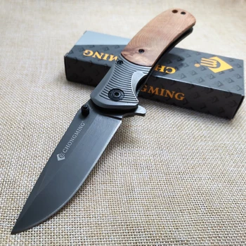 Дамасский охотничий нож, Кованые уличные военные карманные ножи, прямой нож для выживания, ножи со складным лезвием, нож с ручкой из розового дерева