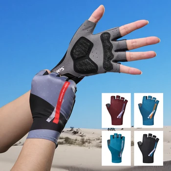 Велосипедные перчатки Santic с короткими пальцами, Новые дышащие нескользящие Велосипедные перчатки с полупальцами, защита ладони от трения