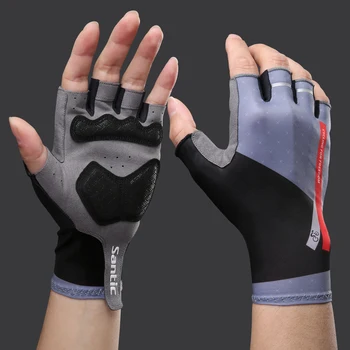 Велосипедные перчатки Santic с короткими пальцами, Новые дышащие нескользящие Велосипедные перчатки с полупальцами, защита ладони от трения Изображение 2