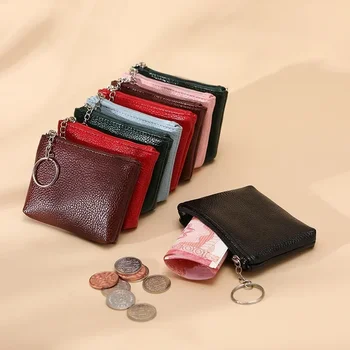 Новый женский карманный кошелек, ультратонкая сумка для карт, мини-кошелек корейской версии, мягкая кожаная сумка для хранения ключей и монет Изображение 2
