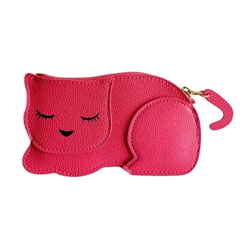 Новый мультяшный кошелек с милым котом, сумка на молнии, брелок, мультяшная маленькая сумка, студенческий кошелек с принтом личи Изображение 2