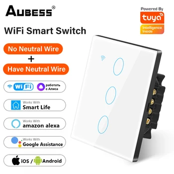 Tuya Touch Wifi EU Smart Switch Нейтральная Система И Не Требуется Нейтраль Умный Дом 220 В Переключатель, Alexa Google Alice 1/2/3/4 Банды