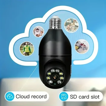 SQCAM 5G Wifi surval камера E27 лампа для камеры wifi камера наблюдения человека обнаруживает полноцветное ночное видение для домашнего панорамного Изображение 2