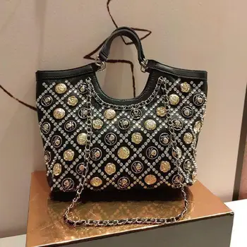 Европейский и американский горный хрусталь, горячий бриллиант, сумка большой емкости, легкая роскошная модная индивидуальность, сумка через плечо Tide Изображение 2