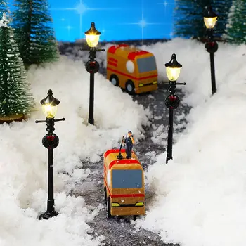 4 шт. Мини Рождественский фонарный столб, лампа для поезда, миниатюрный декоративный уличный фонарь для кукольного домика 