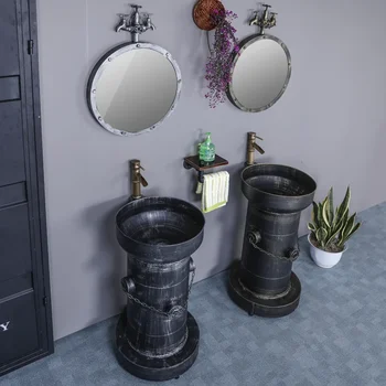 Умывальник в стиле ретро в индустриальном стиле, ванная комната, персонализированный масляный барабан, умывальник, креативная колонка, встроенная Изображение 2