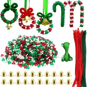 Рождественский набор украшений из бисера, Рождественская Гирлянда своими руками, Колокольчики, Рождественская елка, украшения своими руками, Гирлянды