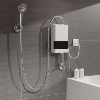 Проточный водонагреватель 110 В 220 В, ванная комната, кухня, настенный электрический водонагреватель, ЖК-дисплей температуры с дистанционным управлением Изображение 2