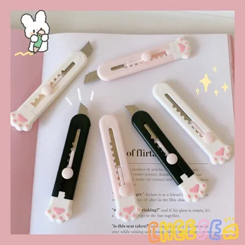 Универсальный нож Kawaii Mini Pocket Cat Paw Art, нож для экспресс-упаковки, Резак для бумаги, упаковка для рукоделия, Многоразовое лезвие, Канцелярские принадлежности, Милые